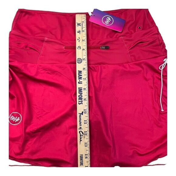 Enso Women's Ruched Side Tennis Golf Skort Skirt Bright Pink Size Medium NWT - Picture 4 of 6